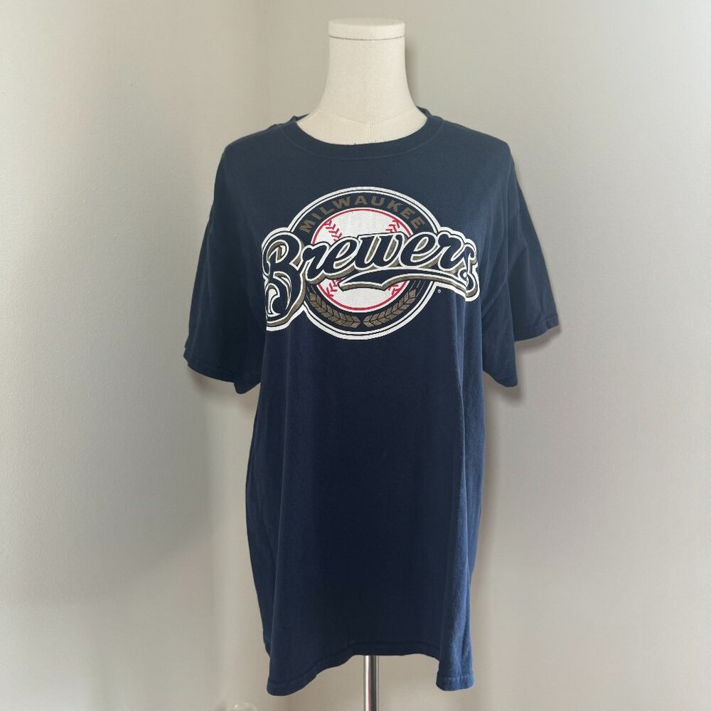 MLB Brewers Navy Blue Shaw 21 Baseball Short Sleeve T-Shirt